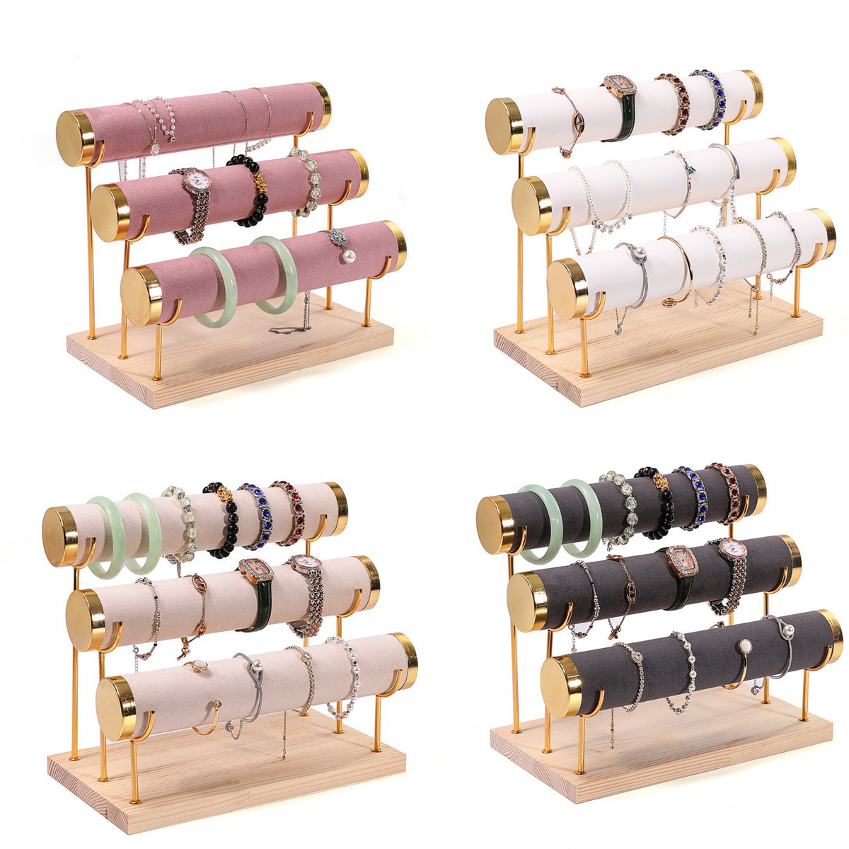 Women Accessories Display - 1/3-Layer Jewelry Rack Wooden Bracelet Watch