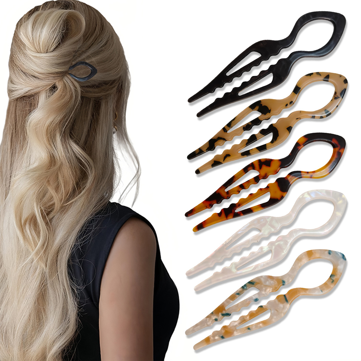 U-Shaped Hair Sticks Tortoises - Hair Fork Stick avaliação e preço