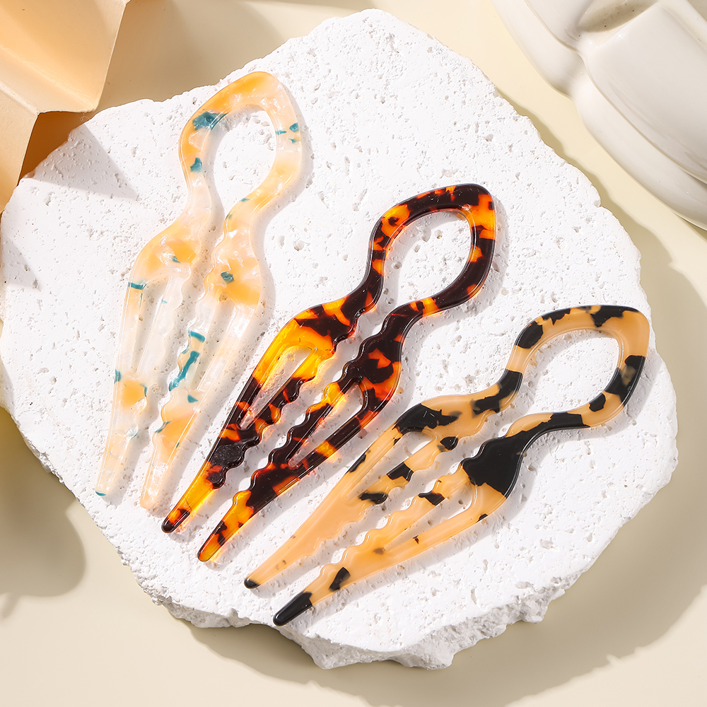 U-Shaped Hair Sticks Tortoises - Hair Fork Stick avaliação e preço