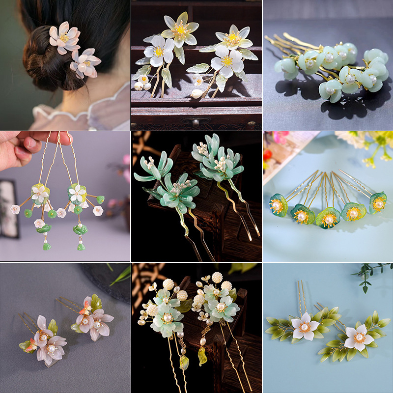 1Pair Vintage Hairpin Glazed F - Hair Fork Stick avaliação e preço