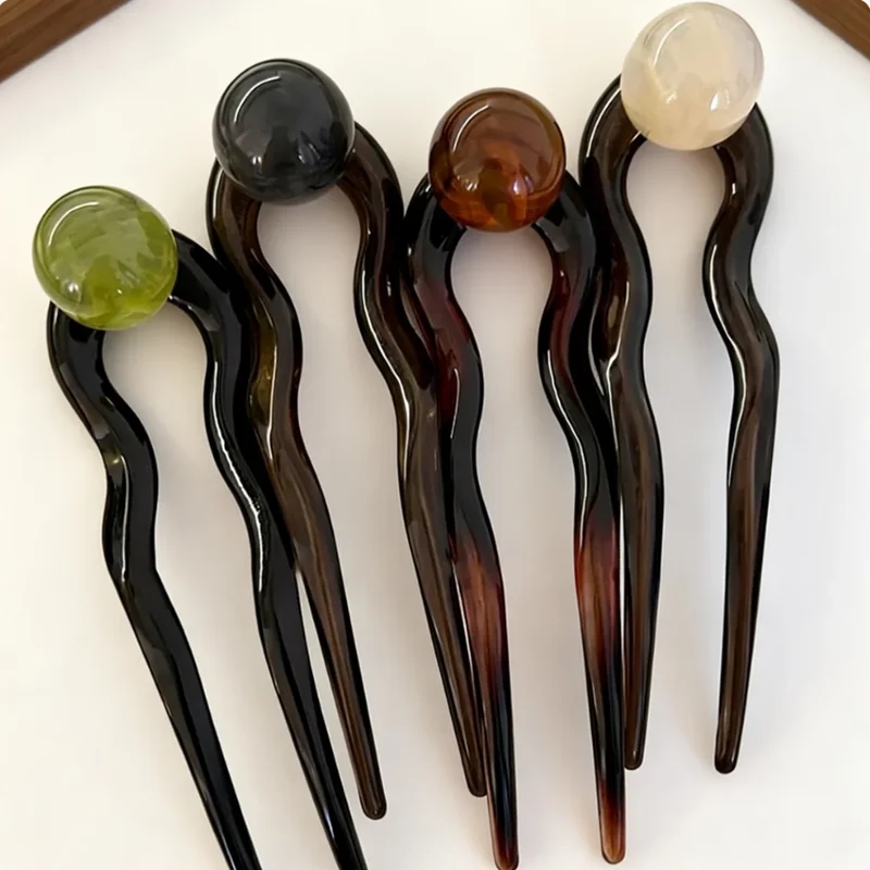 Fashion Colored Pearl U-Shaped - Hair Fork Stick avaliação e preço