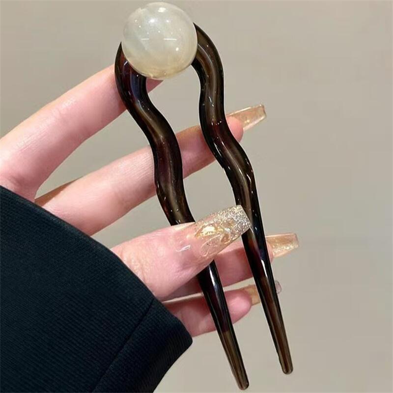 Fashion Colored Pearl U-Shaped - Hair Fork Stick avaliação e preço