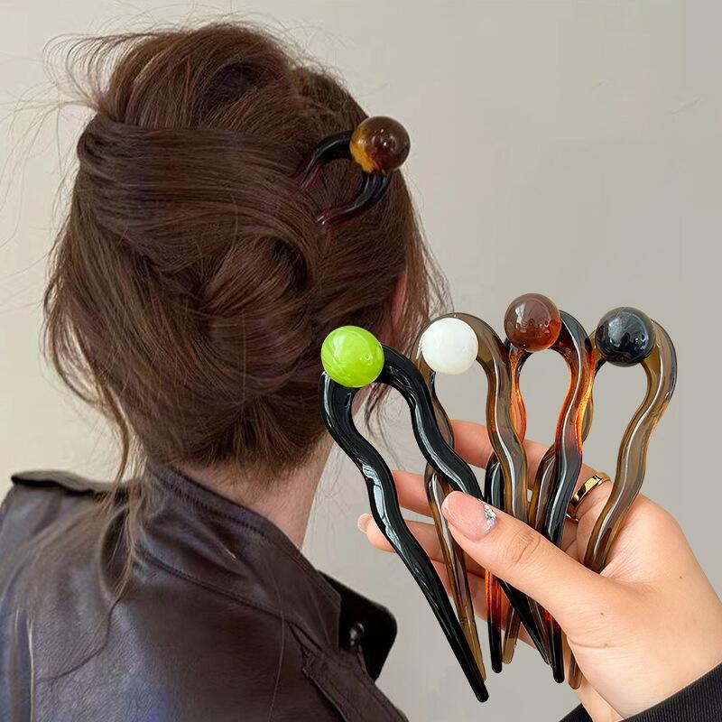 Fashion Colored Pearl U-Shaped - Hair Fork Stick avaliação e preço