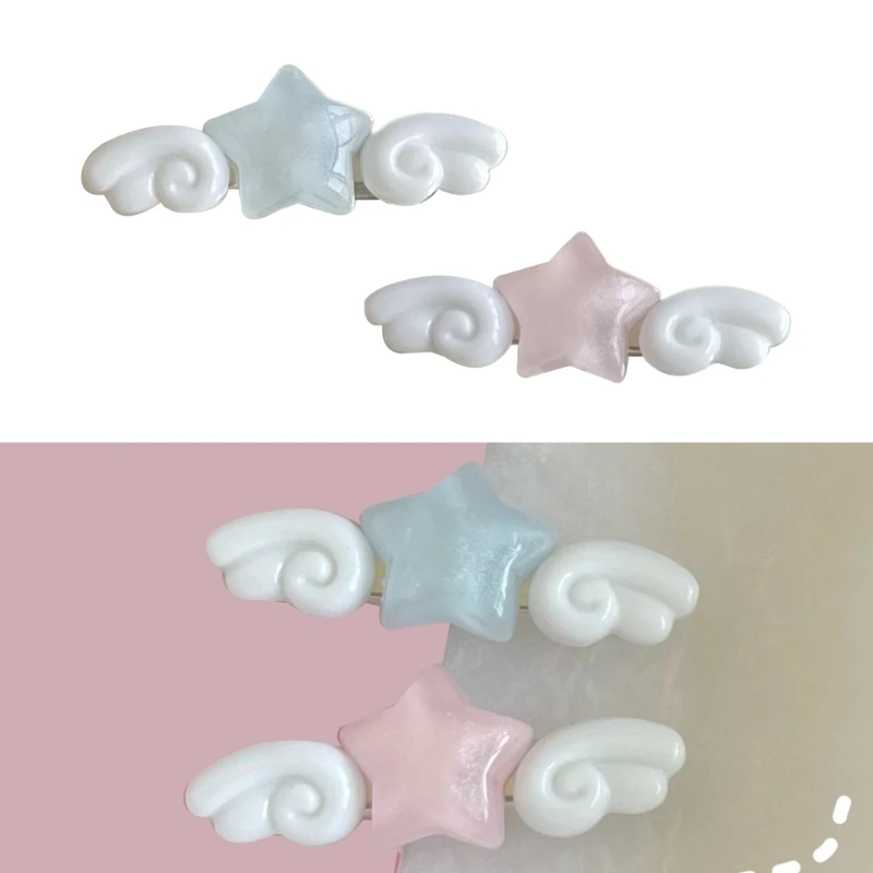 New Jelly Pink Star Wings Hair - Women Accessories Pk avaliação e preço