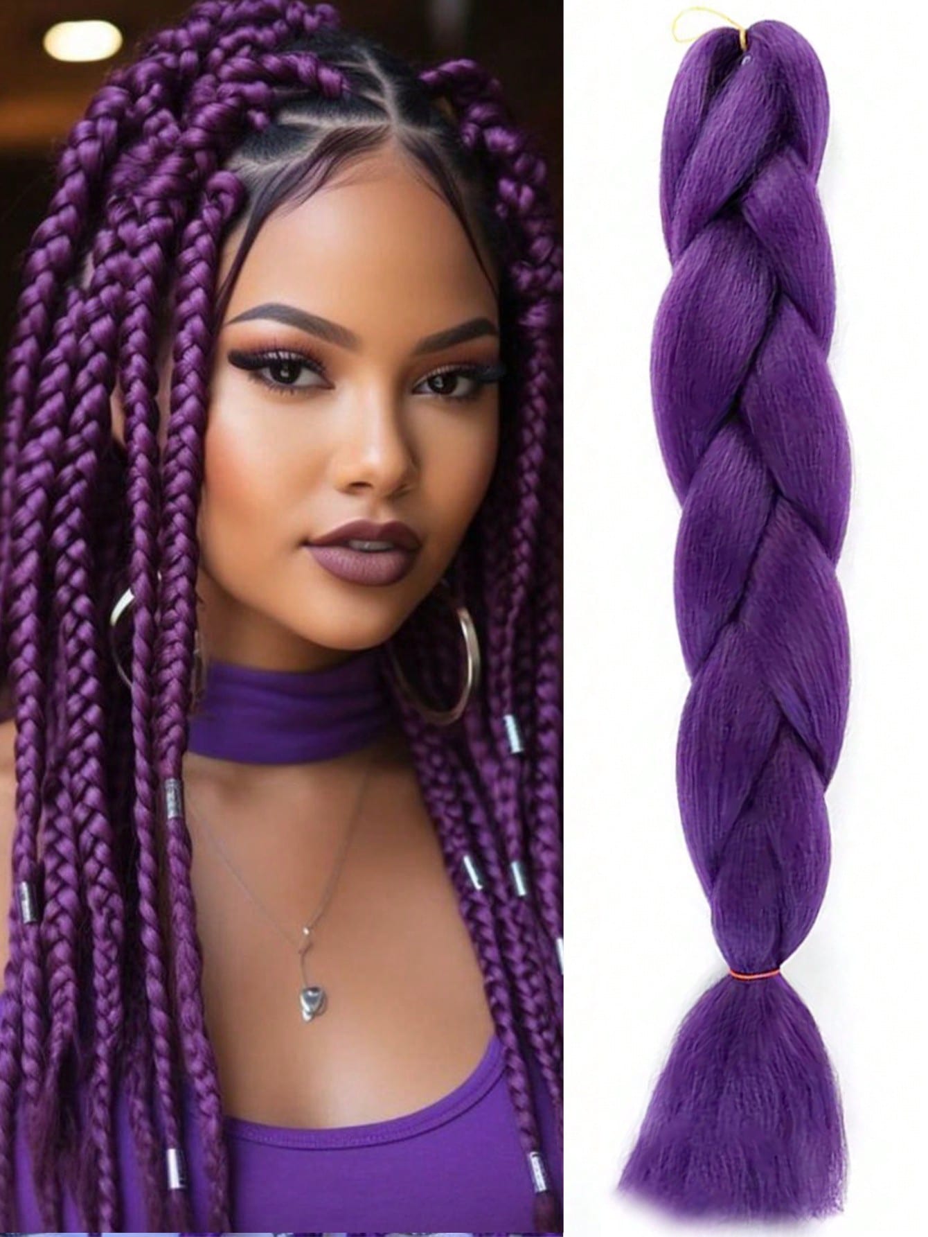 24-Inch Purple Ponytail Hair E - Hair Band Elastic avaliação e preço