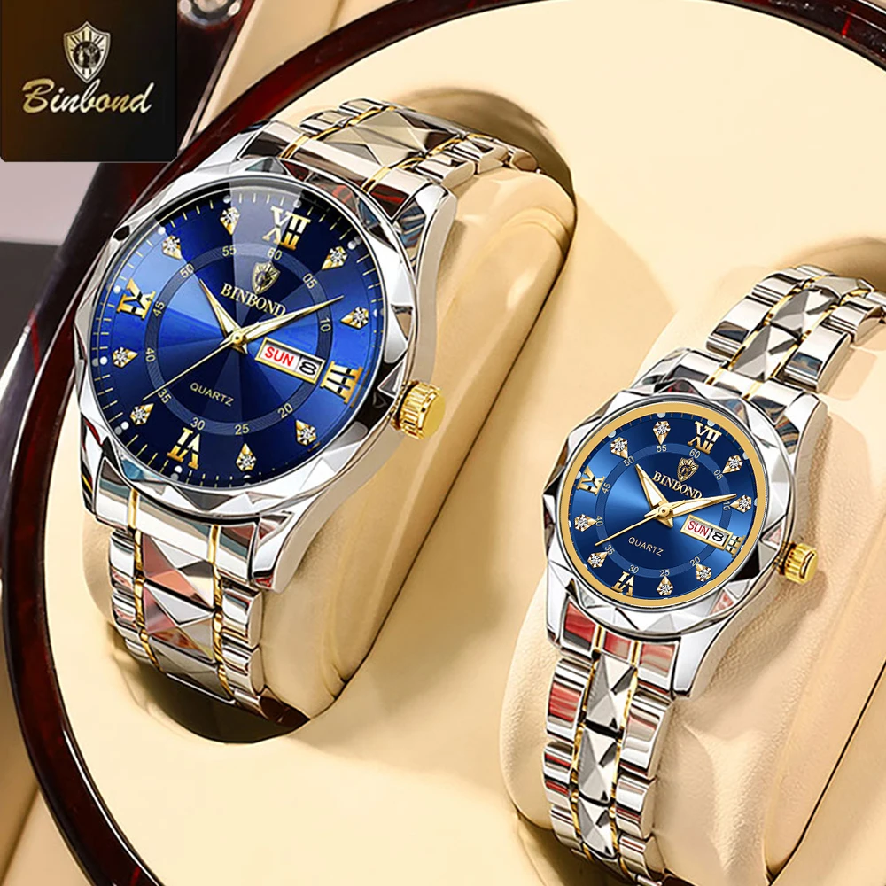BINBOND 2pcs/Set Couple Watche - Women Accessories Display avaliação e preço