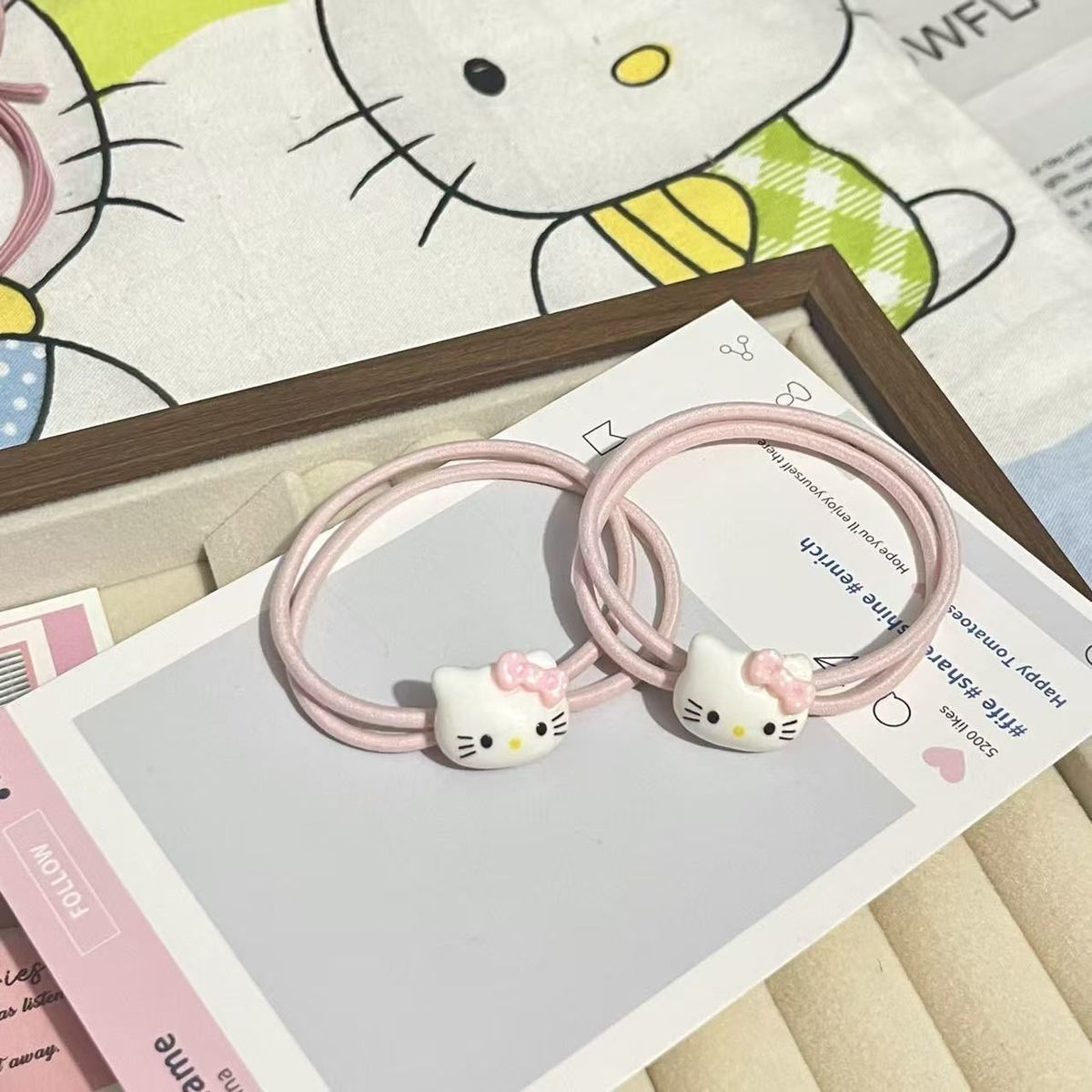 Cute Hello Kitty Pink Ins Bow  - Hair Band Elastic avaliação e preço