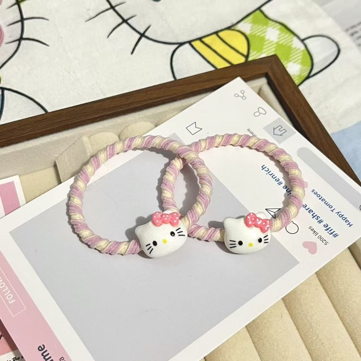 Cute Hello Kitty Pink Ins Bow  - Hair Band Elastic avaliação e preço