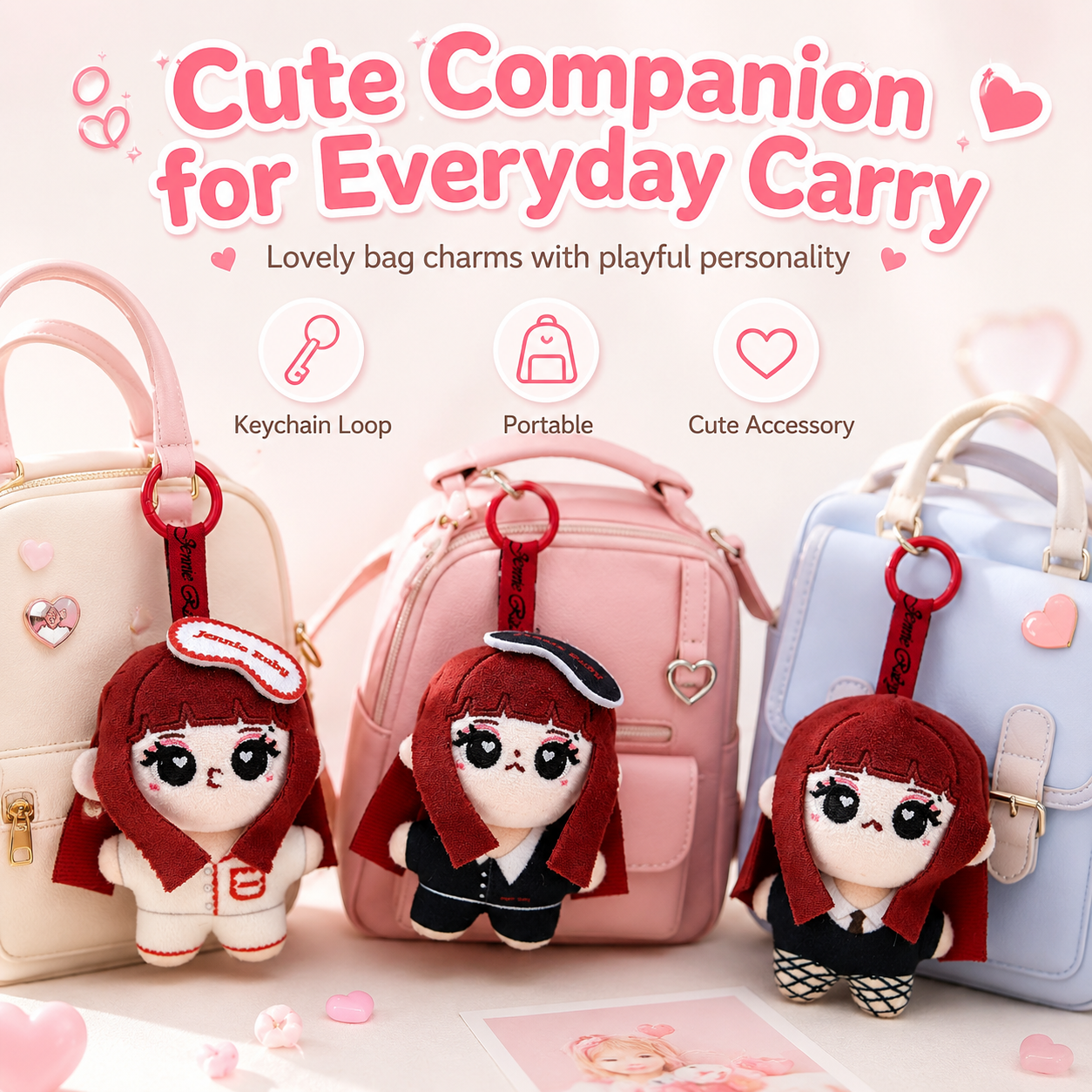 Cute Jennie Ruby Plush Keychai - Women'S Keychain Accessories avaliação e preço