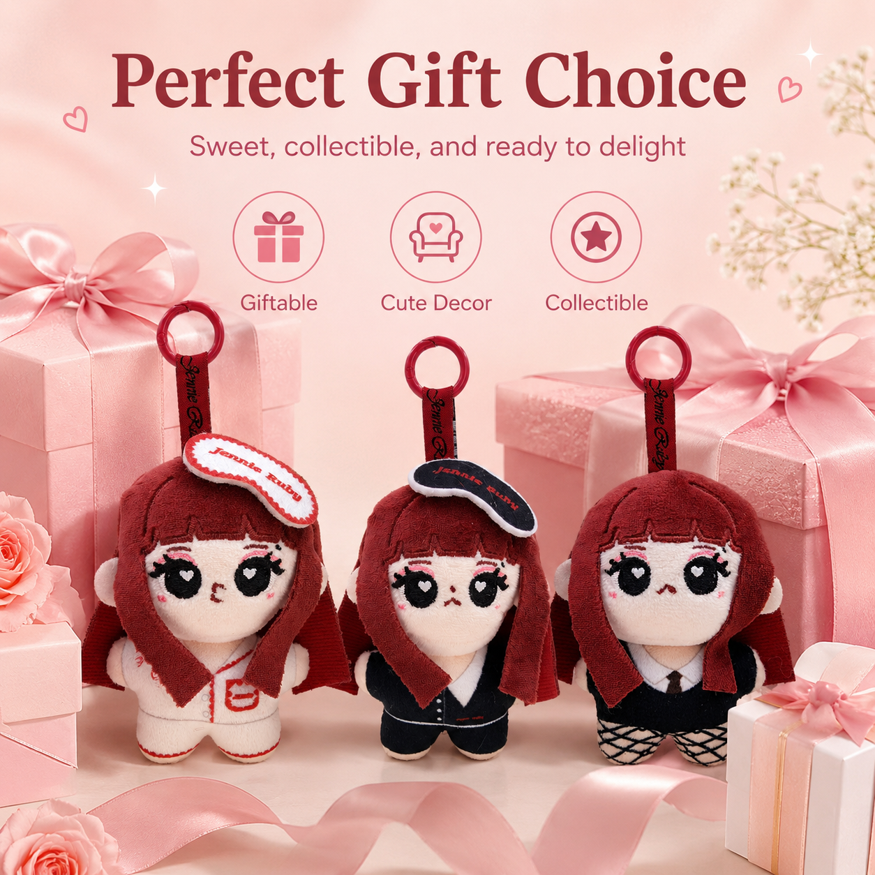 Cute Jennie Ruby Plush Keychai - Women'S Keychain Accessories avaliação e preço