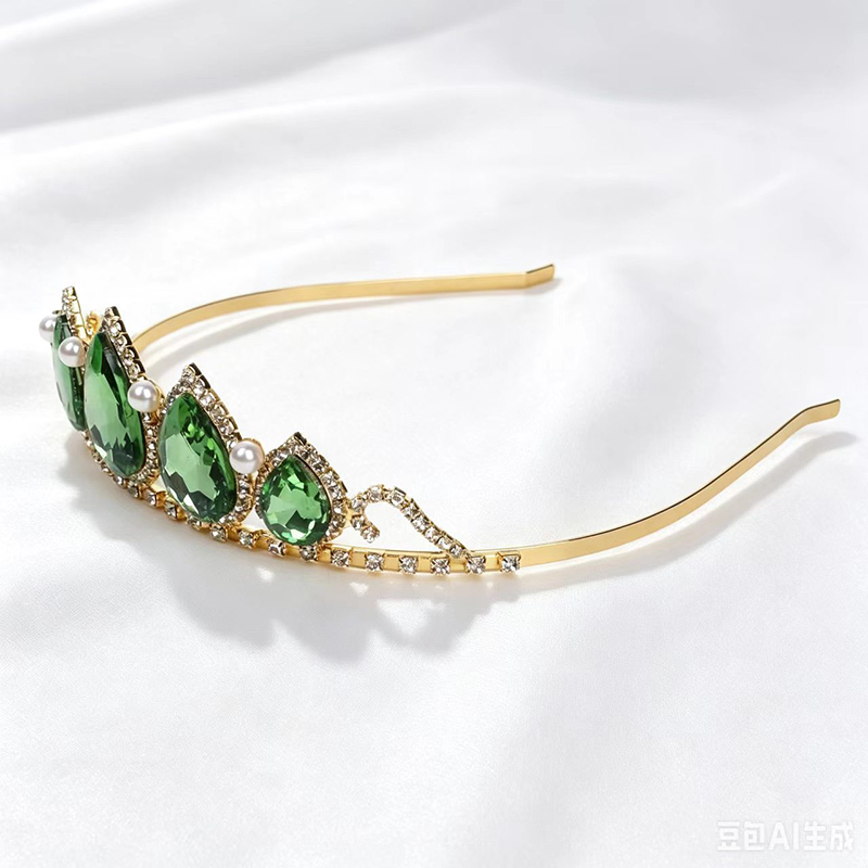 Green Water Drop Rhinestone Cr - Women'S Vintage Accessories avaliação e preço