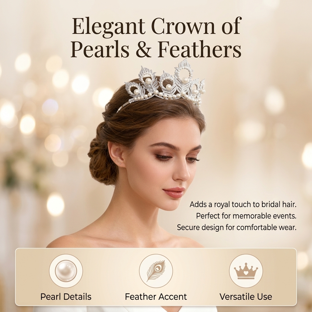 Pearl Crown Headpiece With Pea - Women'S Vintage Accessories avaliação e preço